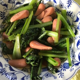 小松菜とウィンナーの炒め物